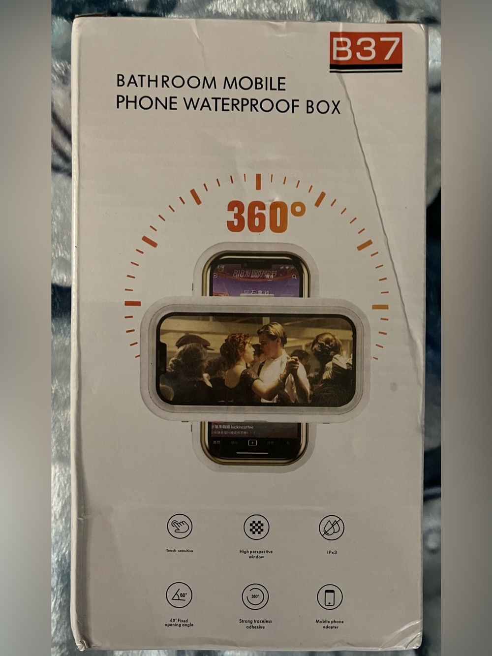 White Bathroom Phone Waterproof Case with 360° Rotation